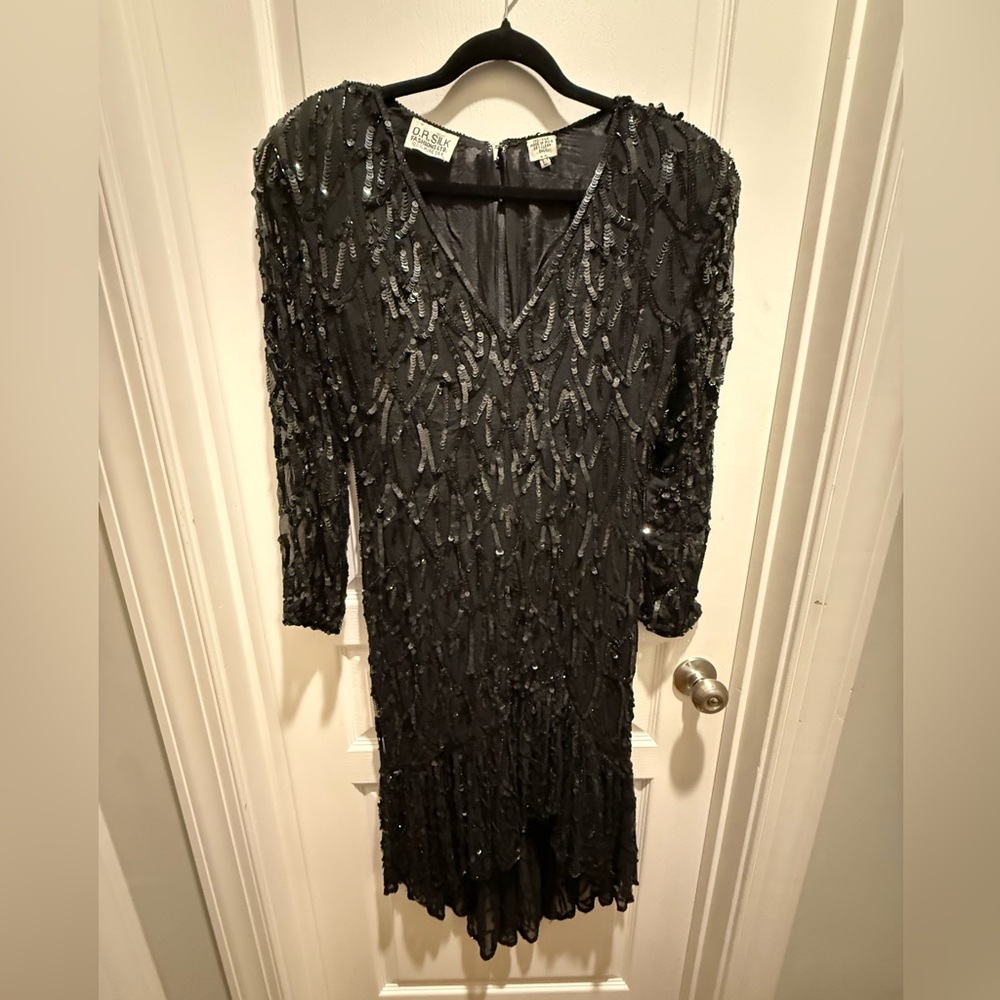 VINTAGE O.R Silk Fashions Formal Dress size L ( 100%silk ) - Picture 1 of 14